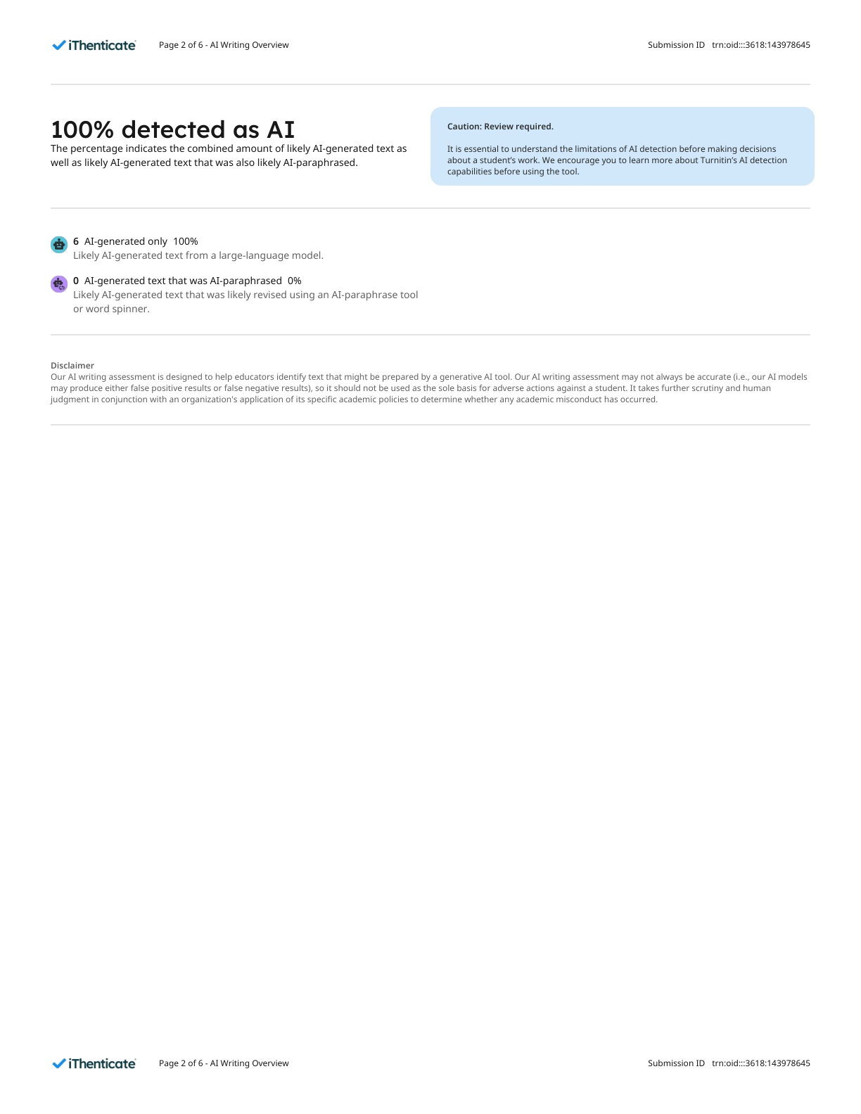 iThenticate AI Report